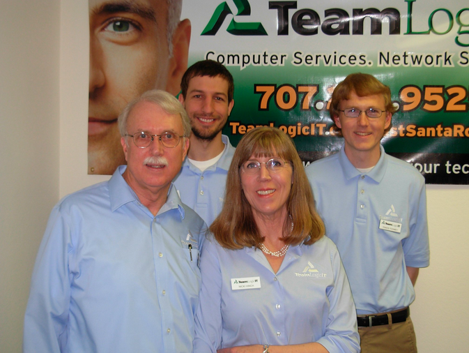 Steve and Nicki Hinch with their employees at TeamLogic IT of Santa Rosa.